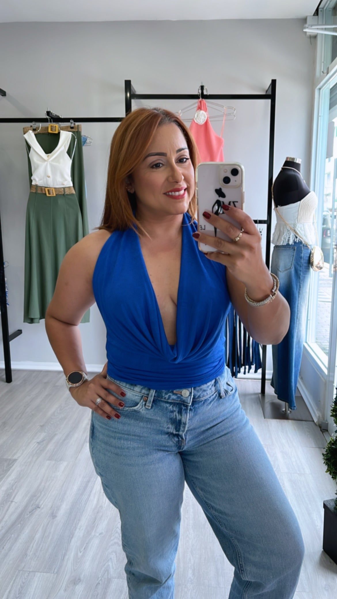 HALTER BLUE CROP TOP