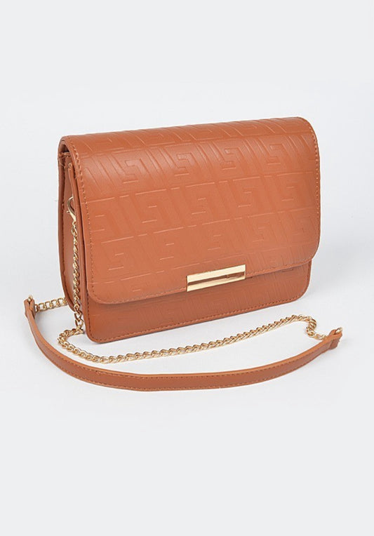FAUX LEATHER FLAP BAG
