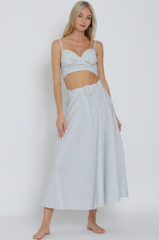 BELTED MIDI SKIRT SET