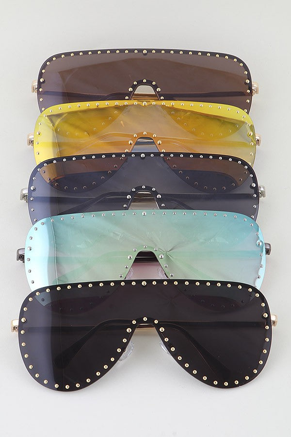 MULTI BEADED SHIELD SUNGLASSES