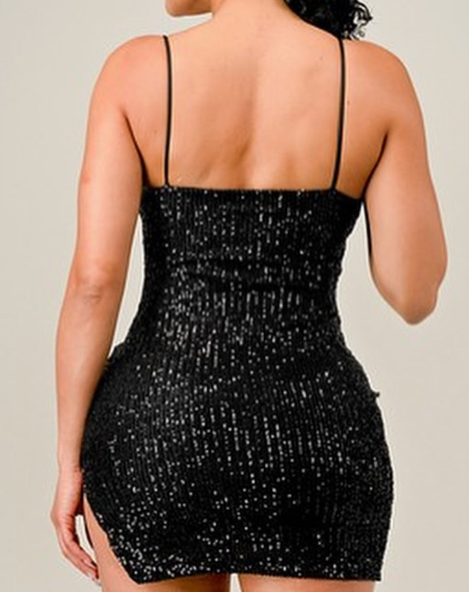 PLOTTIN BLACK MIDI DRESS