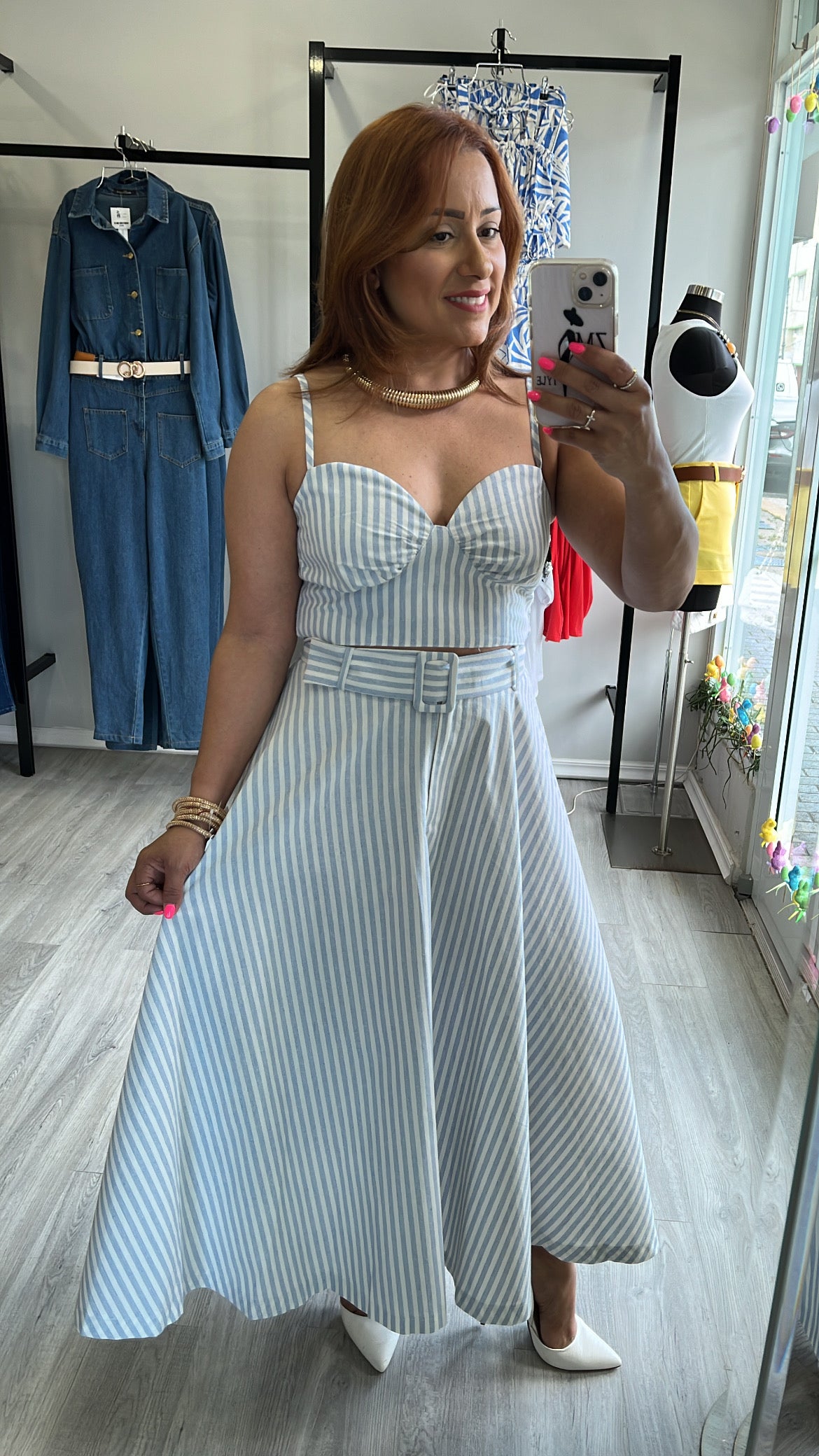 BELTED MIDI SKIRT SET