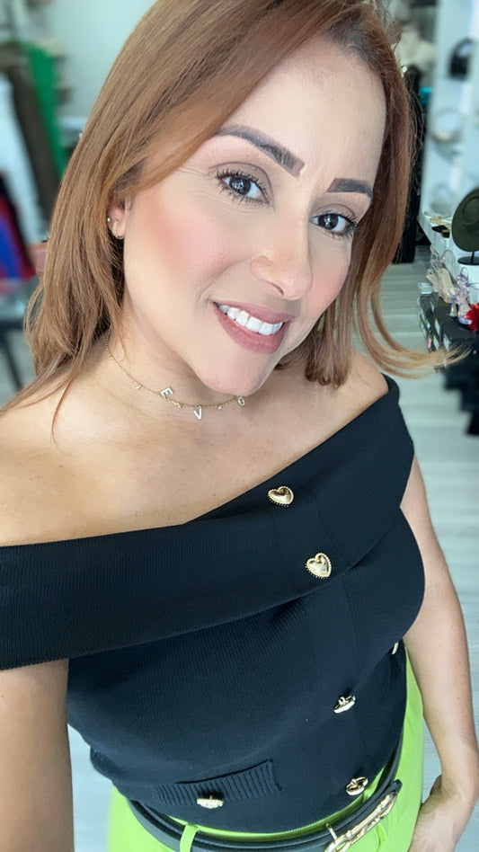 BLACK OFF SHOULDER TOP