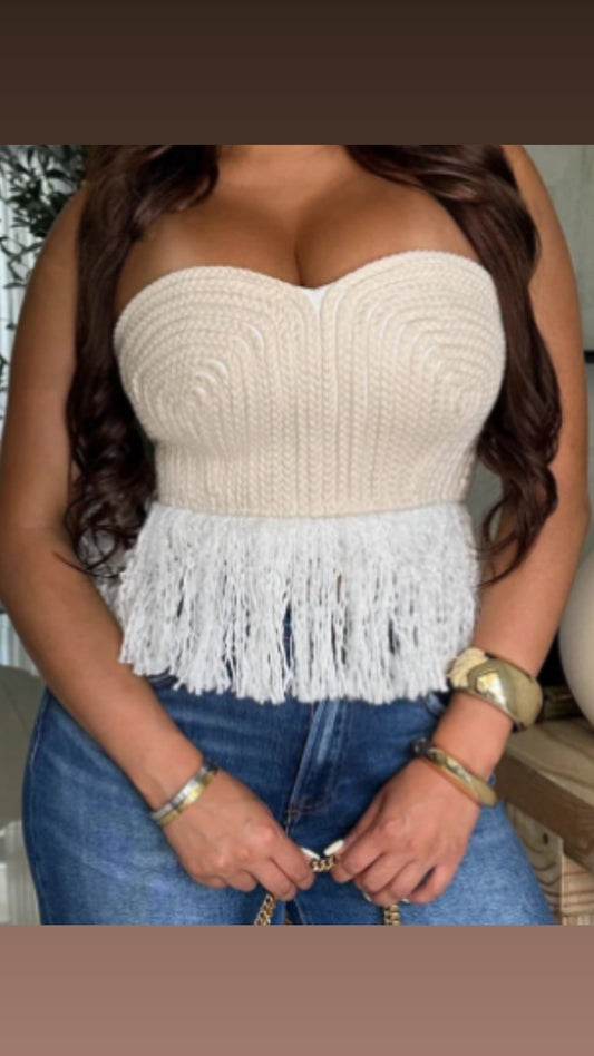 STRAPLESS CROCHET TOP