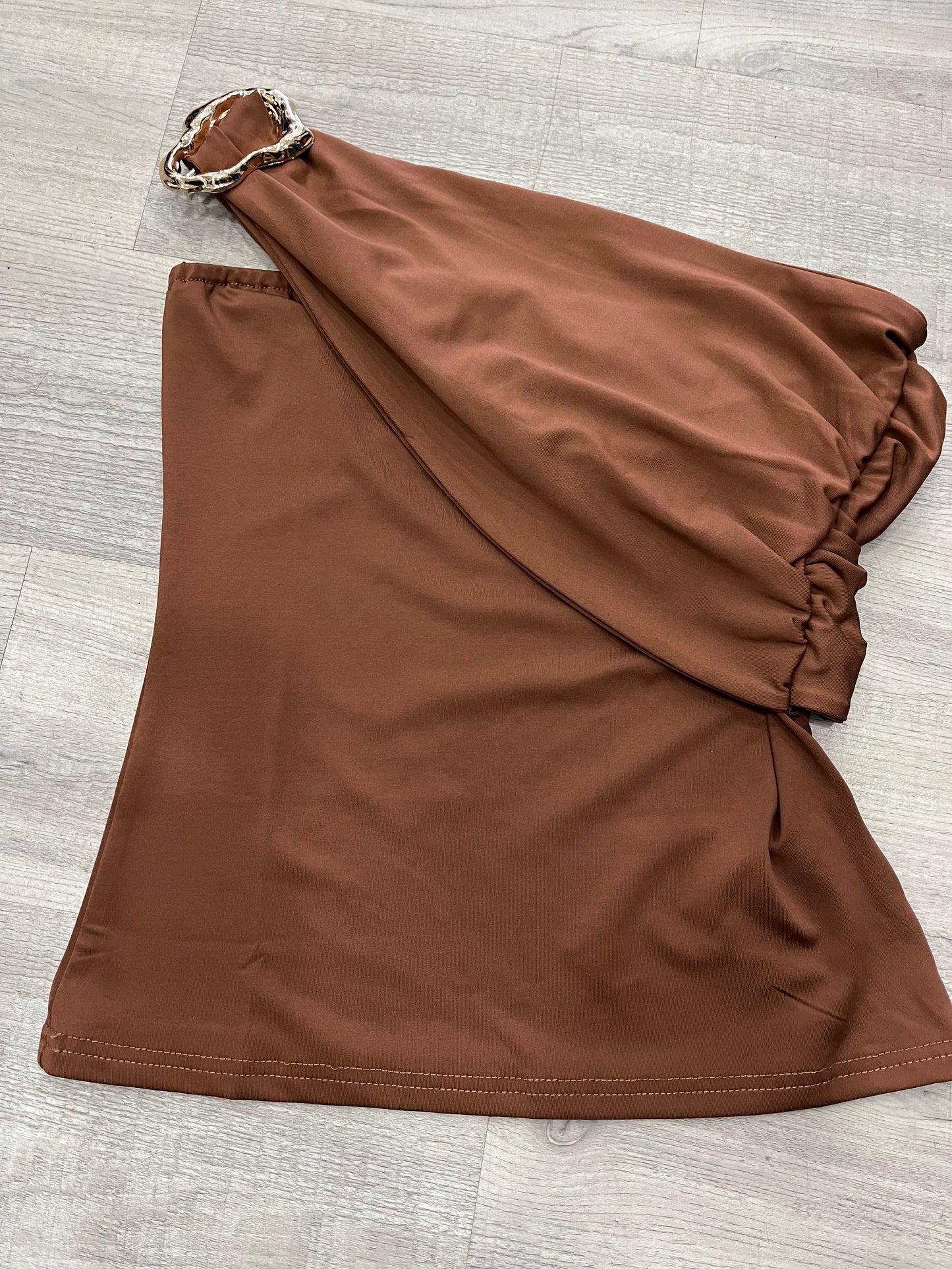 BROWN ONE SHOULDER TOP