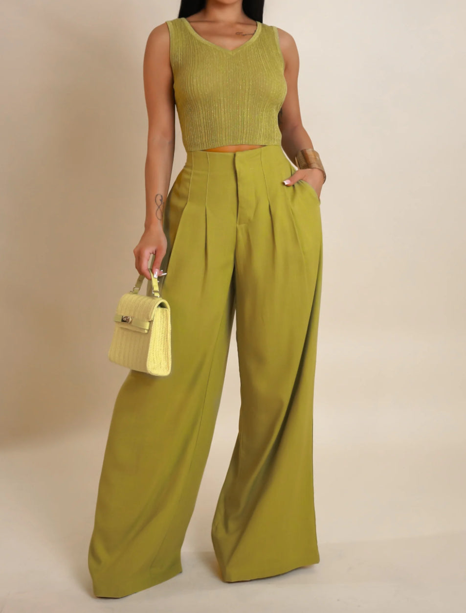 GREEN CASUAL PANT SET