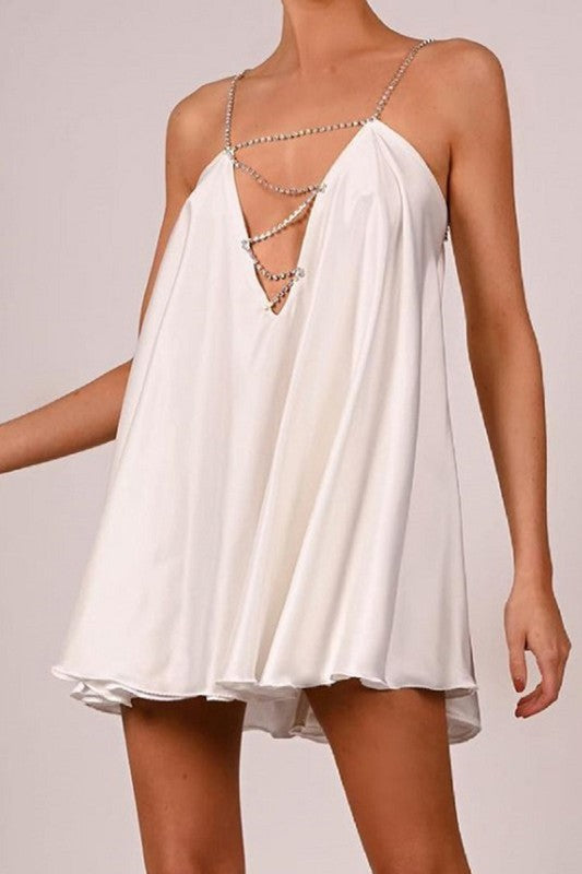 STRAPPY CRYSTAL MINI DRESS