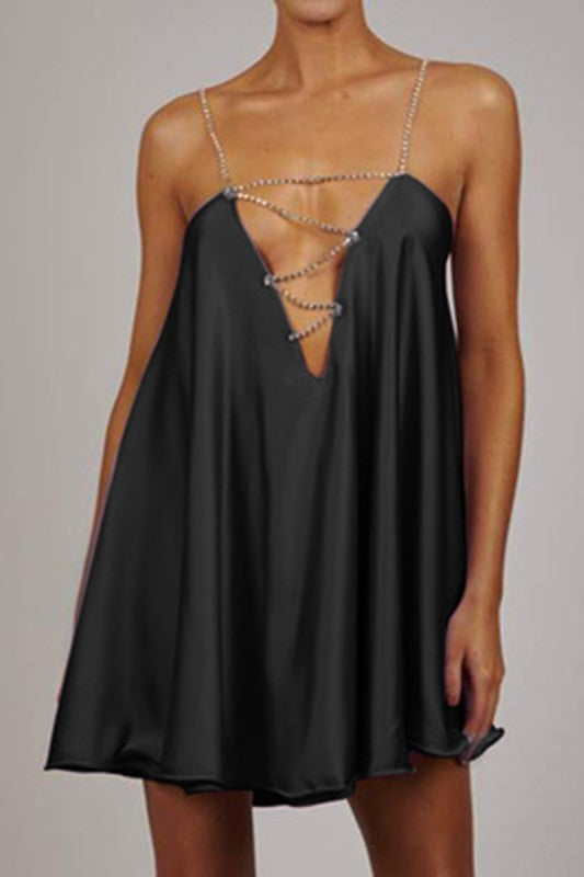 STRAPPY CRYSTAL MINI DRESS